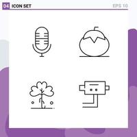 ligne d'interface mobile ensemble de 4 pictogrammes d'éléments de conception vectoriels modifiables irlandais de tomate de nourriture verte en direct vecteur