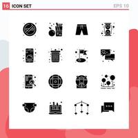 ensemble de 16 symboles d'icônes d'interface utilisateur modernes signes pour téléphone convert shorts éléments de conception vectoriels modifiables chimiques de laboratoire vecteur