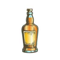 bouteille de whisky dessinée à la main de couleur avec vecteur d'étiquette vierge