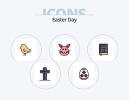 pack d'icônes rempli de ligne de pâques 5 conception d'icônes. Pâques. Bible. décoration. Pâques. Oeuf vecteur