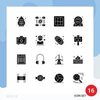 16 icônes créatives signes et symboles modernes d'interaction de sac de santé paiements boîte de réception communication éléments de conception vectoriels modifiables vecteur