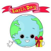 illustration de la planète verte de dessin animé le jour de la terre vecteur
