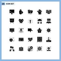 25 ensemble de glyphes solides universels pour les applications web et mobiles d'apprentissage des éléments de conception vectoriels modifiables du réseau d'éducation vecteur