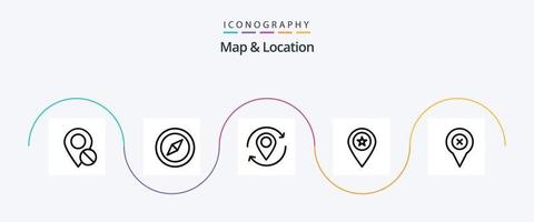 carte et pack d'icônes de la ligne de localisation 5, y compris la broche. carte. La Flèche. emplacement. épingler vecteur