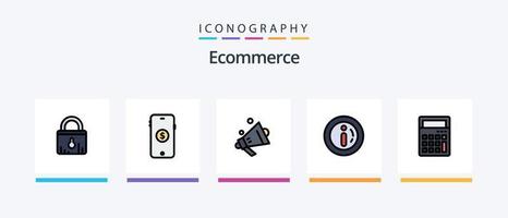 ligne de commerce électronique remplie de 5 packs d'icônes, y compris le marché. achats. commerce électronique. commerce électronique. corbeille. conception d'icônes créatives vecteur