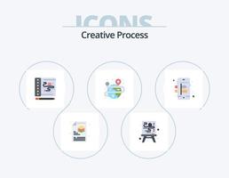 processus créatif icône plate pack 5 conception d'icônes. . Créatif. processus. portable. globe vecteur