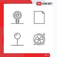 pack de 4 symboles universels de la page de microbiologie du pointeur d'analyse biologique éléments de conception vectoriels modifiables radioactifs vecteur