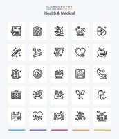 santé créative et pack d'icônes de 25 contours médicaux tels que la santé. pilules. médical. médical. à base de plantes vecteur