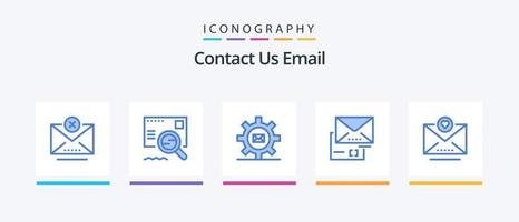 pack d'icônes e-mail bleu 5, y compris e-mail. e-mail. paramètre. document. message. conception d'icônes créatives vecteur