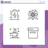 groupe de 4 signes et symboles de couleurs plates remplies pour les éléments de conception vectoriels modifiables de nourriture scientifique de niveau de barbecue de batterie vecteur