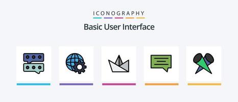 ligne de base rempli 5 pack d'icônes comprenant. globe. monde. contrôler. paramètre. conception d'icônes créatives vecteur