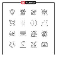 pack d'icônes vectorielles stock de 16 signes et symboles de ligne pour ballon lien femmes graphique atome éléments de conception vectoriels modifiables vecteur
