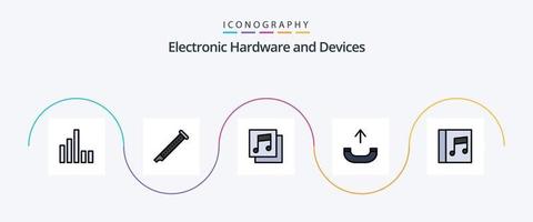 ligne d'appareils remplie de pack d'icônes plat 5, y compris. médias. albums. album. sortant vecteur