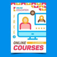 cours en ligne e-learning publicité affiche vecteur