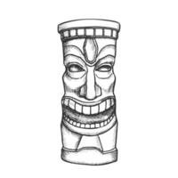 tiki idole sculpté vecteur d'encre de totem riant en bois