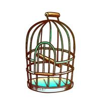 cage à oiseaux pour vecteur monochrome de perroquet domestique