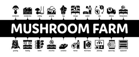 vecteur de bannière infographique minimal de plante de ferme de champignons