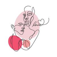 homme et femme, dessin de contour d'une ligne, couple amoureux, mode, amour vecteur