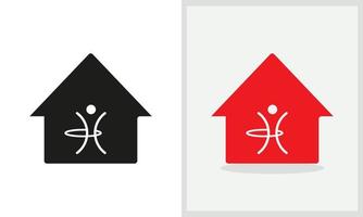 création de logo de maison de gym. logo de la maison avec vecteur de concept de remise en forme. création de logo de fitness et de maison