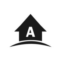 logo de la maison sur la conception de la lettre a, l'immobilier initial, le concept de développement vecteur