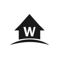 logo de la maison sur la conception de la lettre w, immobilier initial, concept de développement vecteur