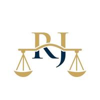 lettre rj avocat droit logo design modèle vectoriel