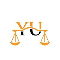 création de logo lettre yu de cabinet d'avocats. signe d'avocat vecteur