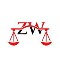 création de logo lettre zw de cabinet d'avocats. signe d'avocat vecteur