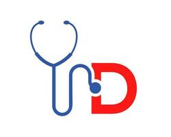 stéthoscope d lettre soins de santé logo concept vecteur
