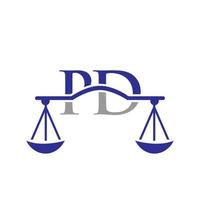 création de logo de lettre pd de cabinet d'avocats. signe d'avocat vecteur