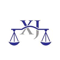 création de logo lettre xj de cabinet d'avocats. signe d'avocat vecteur