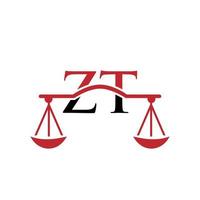 création de logo de lettre zt de cabinet d'avocats. signe d'avocat vecteur
