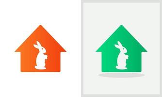 création de logo de maison de lapin. logo de la maison avec vecteur de concept de lapin. création de logo lapin et maison