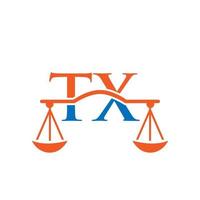 création de logo de lettre tx de cabinet d'avocats. signe d'avocat vecteur