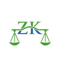 création de logo lettre zk de cabinet d'avocats. signe d'avocat vecteur