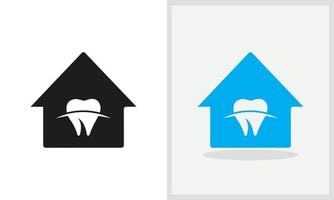 création de logo de maison de dents. logo de la maison avec vecteur de concept de dents. création de logo dentaire et domestique