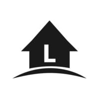 logo de la maison sur la conception de la lettre l, immobilier initial, concept de développement vecteur