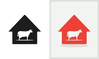 création de logo de maison de vache. logo de l'agriculture avec vecteur de concept de vache. création de logo vache et maison