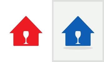 création de logo de maison de boisson. logo de la maison avec vecteur de concept de verre à vin. verre à vin et création de logo maison