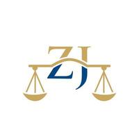 création de logo de lettre zj de cabinet d'avocats. signe d'avocat vecteur