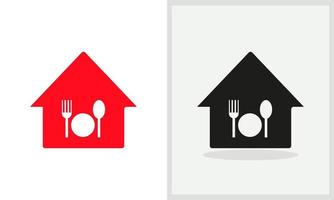 création de logo de maison de restaurant. logo de la maison avec fourchette, vecteur de concept spon. création de logo de restaurant et de maison