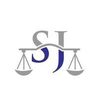 création de logo lettre sj de cabinet d'avocats. signe d'avocat vecteur