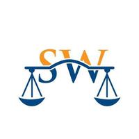 lettre de cabinet d'avocats création de logo sw. signe d'avocat vecteur