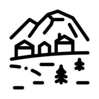 illustration de contour vectoriel icône village de montagne