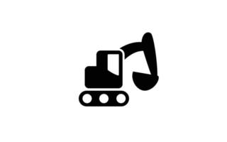logo d'icône d'équipement d'excavatrice pour le vecteur de modèle avec la couleur noire.