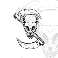 crâne de démon animal avec faux vecteur