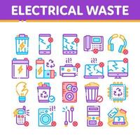 icônes de collecte d'outils de déchets électriques set vector