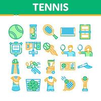 icônes de collection d'équipement de jeu de tennis set vector