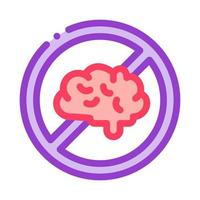 L'icône de la marque barrée du cerveau contour illustration vecteur