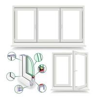 vecteur de fenêtre en plastique. modèle d'infographie. profilé de cadre de fenêtre en plastique. illustration isolée